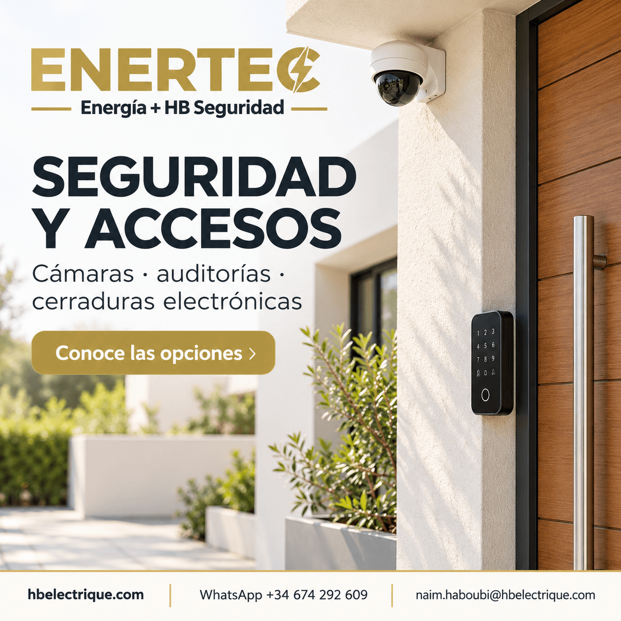 Publicación social de HB Seguridad para cámaras y control de accesos